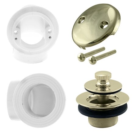 WESTBRASS Twist & Close Sch. 40 PVC Plumber's Pack W/ Two-Hole Elbow in Polished Brass D542-01